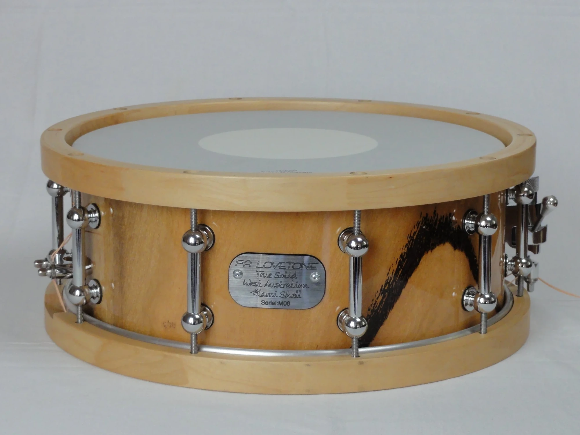Marri snare drum, wooden hoops